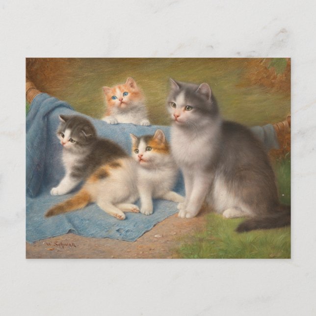 Carte Postale Fier Mère Chat Wilhelm Schwar Art (Devant)