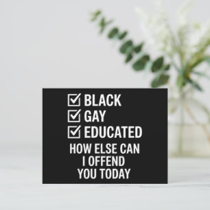 Carte Postale Fier soutien gay noir à la fierté des droits LGBTQ