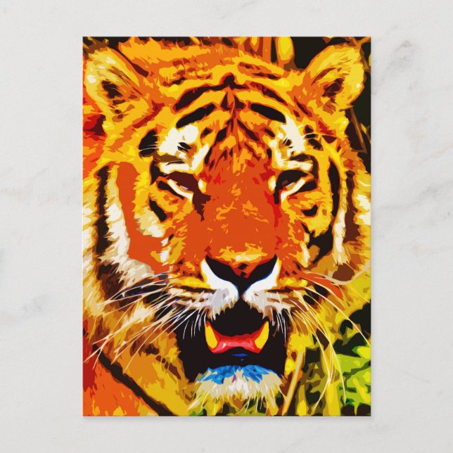 Carte Postale Fierce Bright Orange Tiger Sibérien (Devant)
