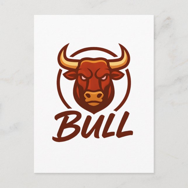 Carte Postale Fierce Bull Head Logo, Creative Mascot BULL (Devant)