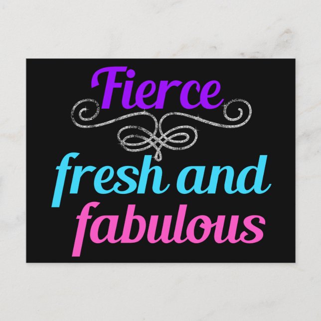 Carte Postale Fierce Fresh Fabulous Fun Amusant Confiant Citatio (Devant)
