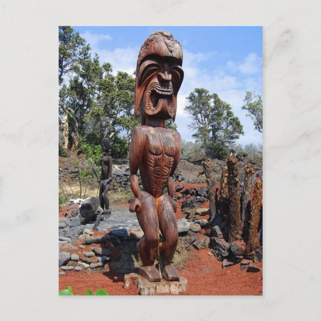 Carte postale Fierce Hawaiian Ki'i Sculpture (Devant)