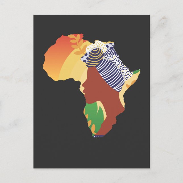 Carte Postale Fière femme africaine Silhouette Afrique continent (Devant)
