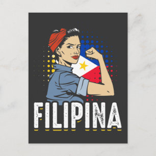 Carte Postale Fière femme philippine fille drapeau des Philippin