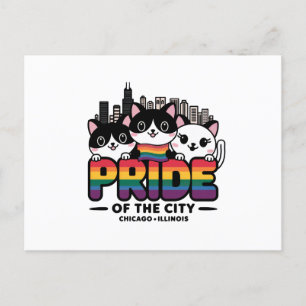 Carte Postale Fierté de Chicago City Illinois USA Rainbow Flag