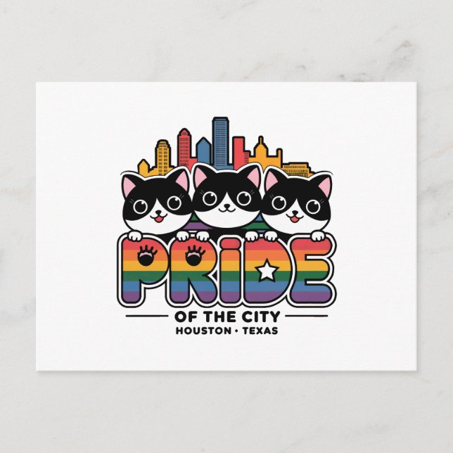 Carte Postale Fierté de Houston City Texas USA Arc en ciel (Devant)