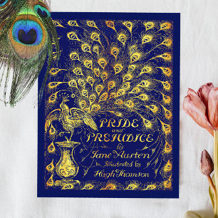 Carte Postale Fierté et préjugé Bleu Peacock Livre couverture