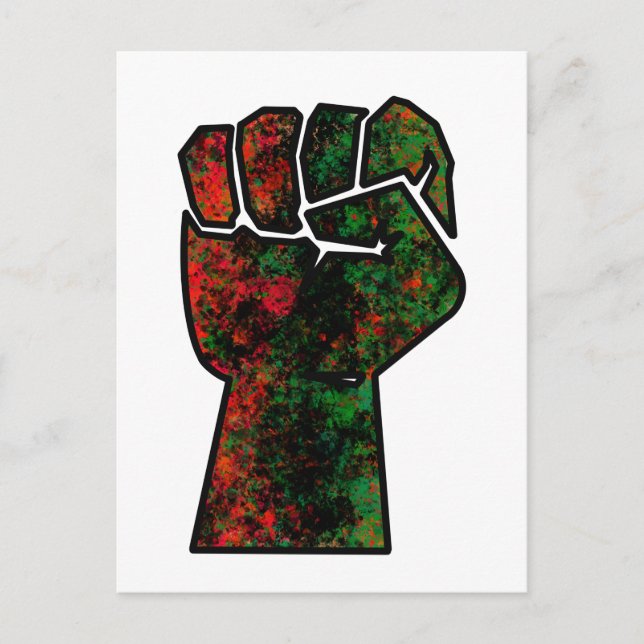 Carte Postale fierté noire drapeau rouge vert poing panafricain  (Devant)
