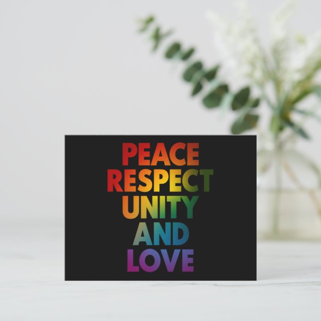 Carte Postale Fierté Paix Respect Unité Et Amour (Debout devant)