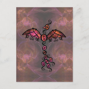 Carte Postale Fiery Phoenix Bird Awake Ornate Black Design