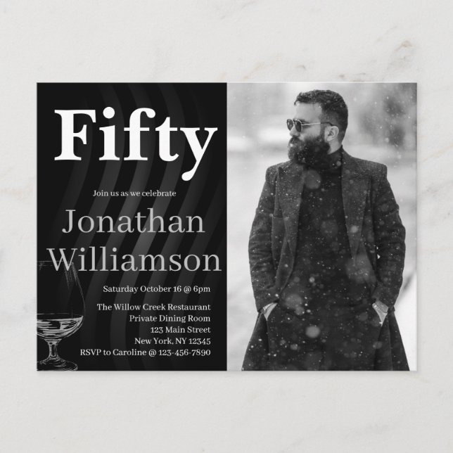 Carte Postale Fifty Modern 50th Birthday Party Photo For Him (Devant)