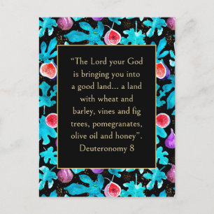 Carte Postale Figes Terre Promise Deutéronome 8 Bible Verse