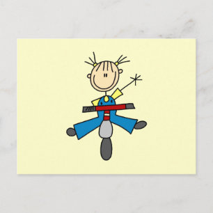 Carte Postale Figure de bâton fille conduisant un scooter
