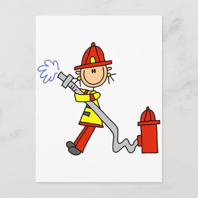 Carte Postale Figure de pompier avec tuyau (Devant)