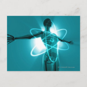 Carte Postale Figure féminine avec superposition d'un symbole at