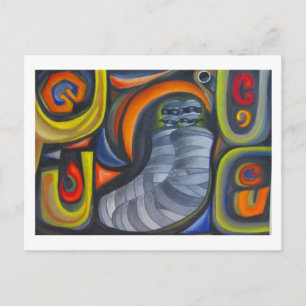 Carte Postale Figure grise et spirales colorées par Hassan Wahba