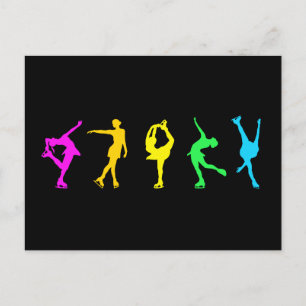 Carte Postale Figure Skaters Pastel Rainbow