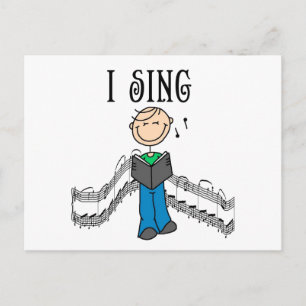 Carte Postale Figure Stick Homme Je chante T-shirts et Cadeaux