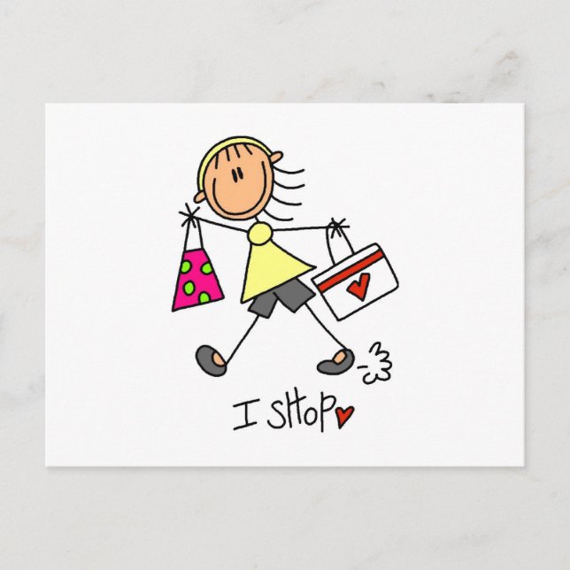 Carte Postale Figure Stick Shopping (Devant)