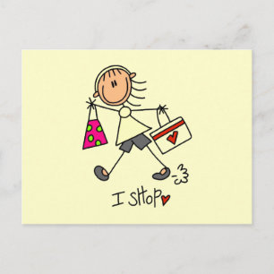 Carte Postale Figure Stick Shopping