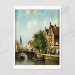 Carte Postale Figures on a Canal, Amsterdam (oil on panel)
