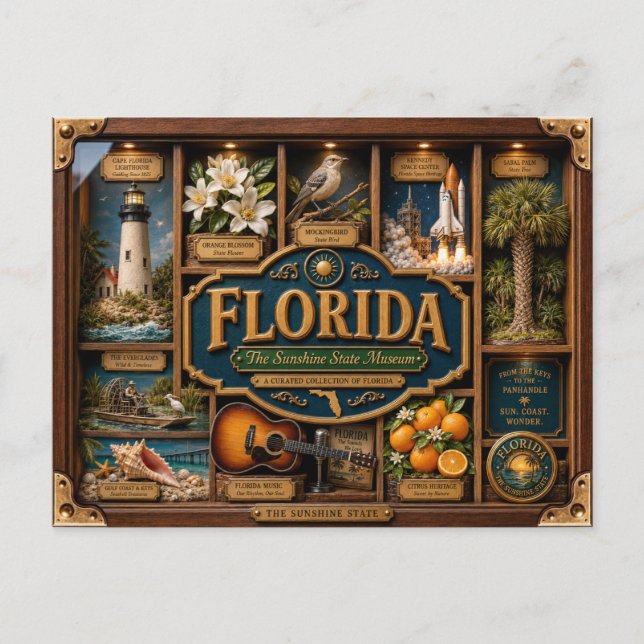 Carte Postale Figurine 3D de l'État de Floride en boîte ombre (Devant)
