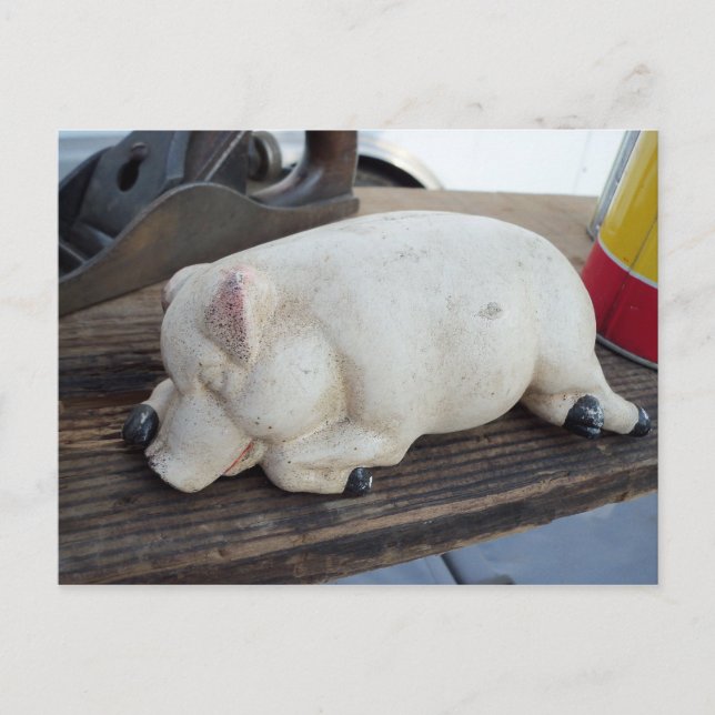 Carte Postale Figurine de cochon couché (Devant)
