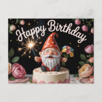 Figurine de gnome d'anniversaire sur un gâteau