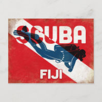 Fiji Scuba Diver - Blue Retro