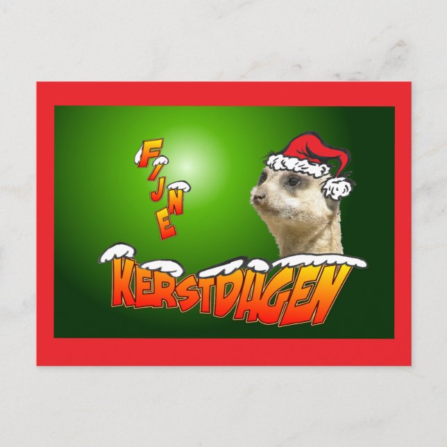 Carte Postale Fijne Kerstdagen Stokstaarte Groene Briefkaart (Devant)