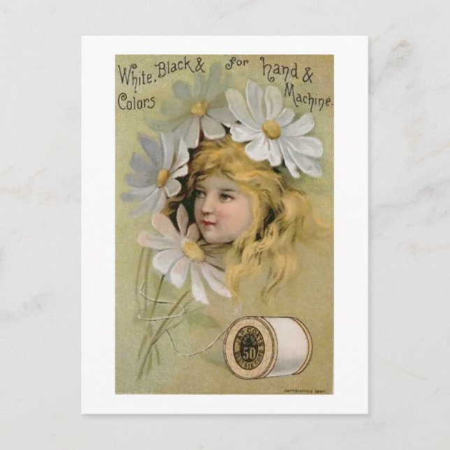 Carte Postale Fil de manteaux - Fille marguerite (Devant)