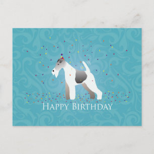Carte Postale Fil Fox Terrier Silhouette Anniversaire Design