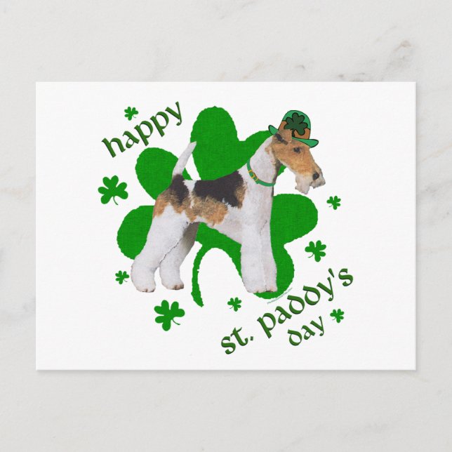 Carte Postale Fil Fox Terrier St. Patrick's Day (Devant)