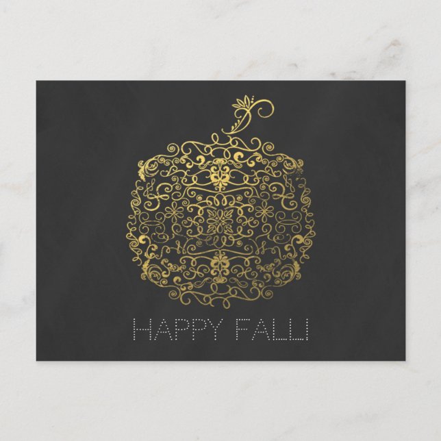 Carte Postale Filigree Elegant Gold Citrouille Automne Accueil A (Devant)
