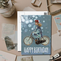 Fille à bicyclette vintage - Anniversaire