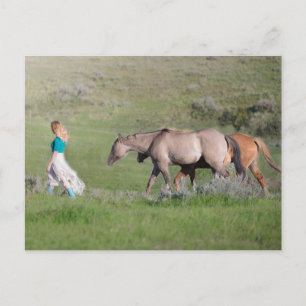 Carte Postale Fille à cheval