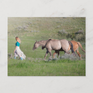 Carte Postale Fille à cheval