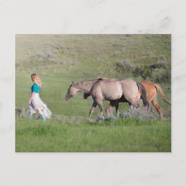 Carte Postale Fille à cheval (Devant)