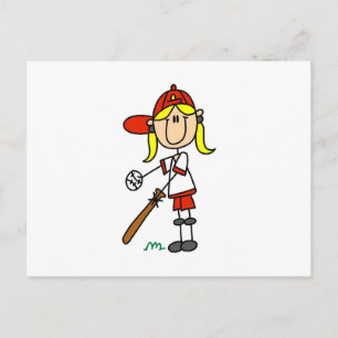 Carte Postale Fille à la batte Cadeaux de baseball en figurine b