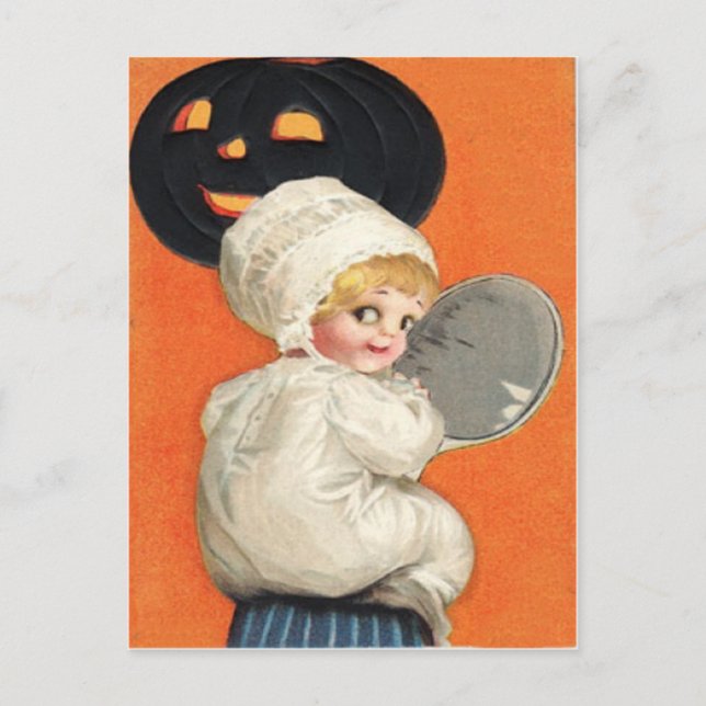 Carte Postale Fille à la citrouille Jack O Lantern (Devant)