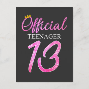 Carte Postale Fille adolescente officielle princesse 13e anniver