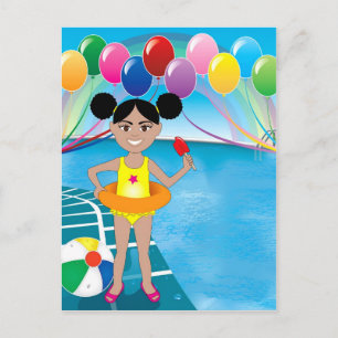 Carte Postale Fille Afro avec Popsicle