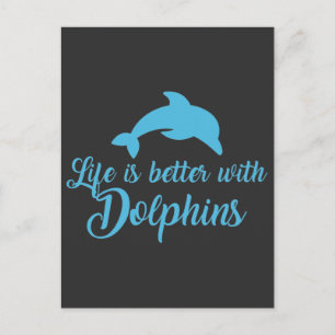 Carte Postale Fille amoureuse de dauphins animal marin océan fan