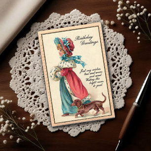 Carte Postale Fille anniversaire vintage 1904 & Chien 