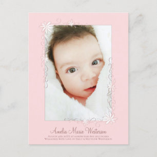 Carte postale Fille Annonce de naissance rose Vint