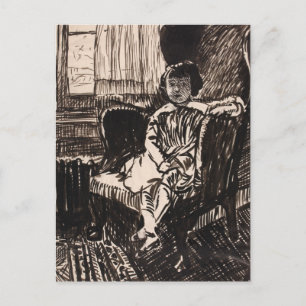 Carte Postale Fille assise à la chaise (vers 1917-1918) Toile Im