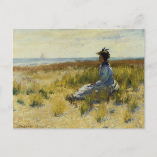 Carte Postale Fille assise au bord de la mer