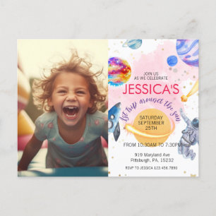 Carte Postale Fille Astronaute Espace Extérieur Navette Spatiale