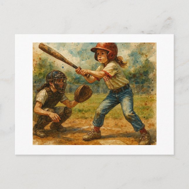 Carte Postale Fille au bâton,  (Devant)