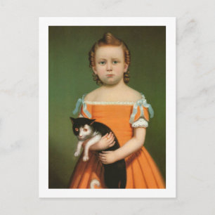 Carte Postale Fille au chaton, William Thompson Bartoll